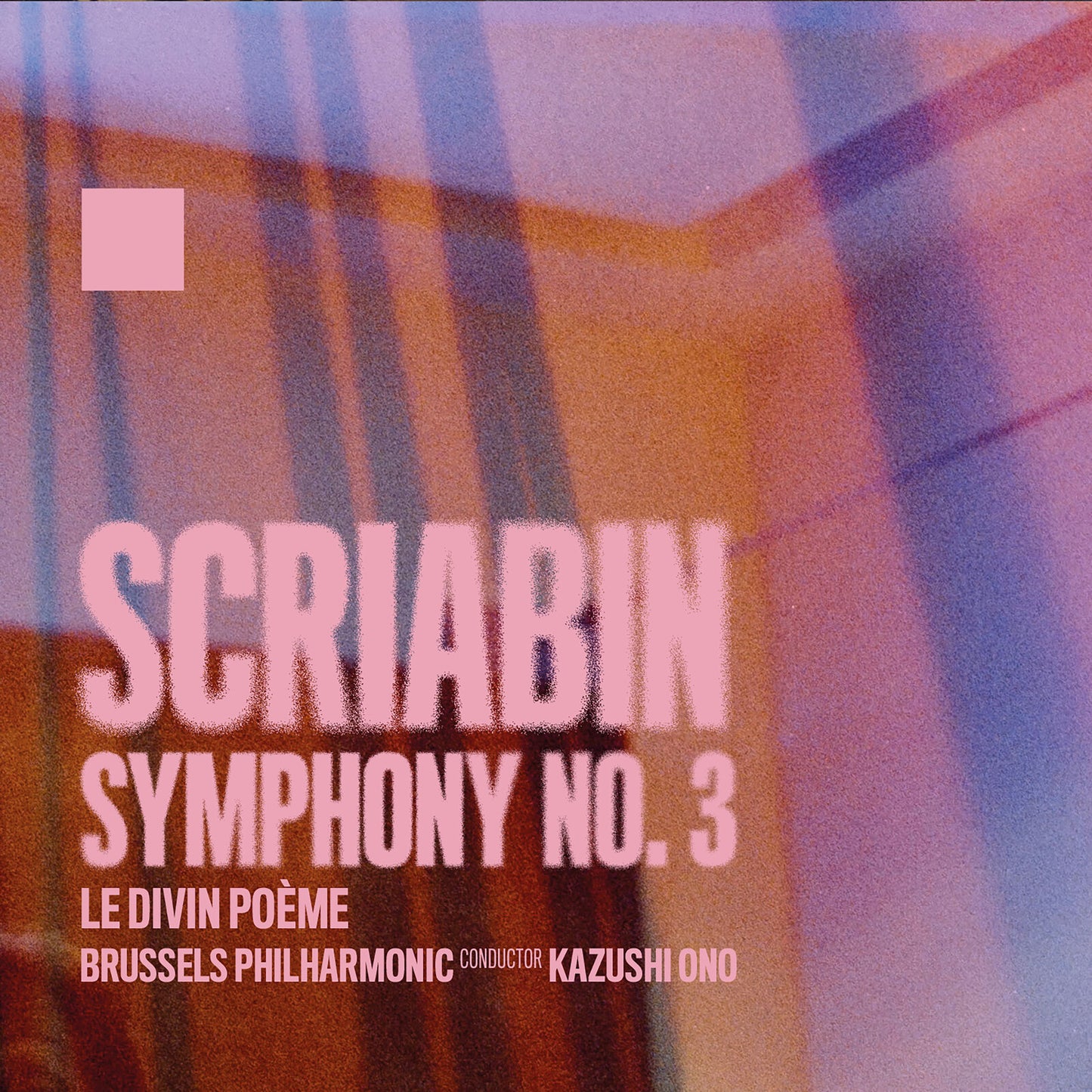 CD cover for Scriabin’s Symphony No. 3, featuring abstract red and purple design.