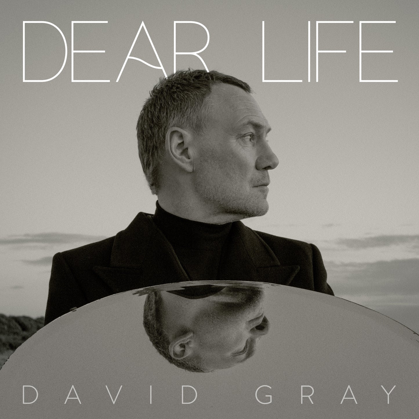 Sepia profile portrait of David Gray with a reflection in a mirrored sphere.