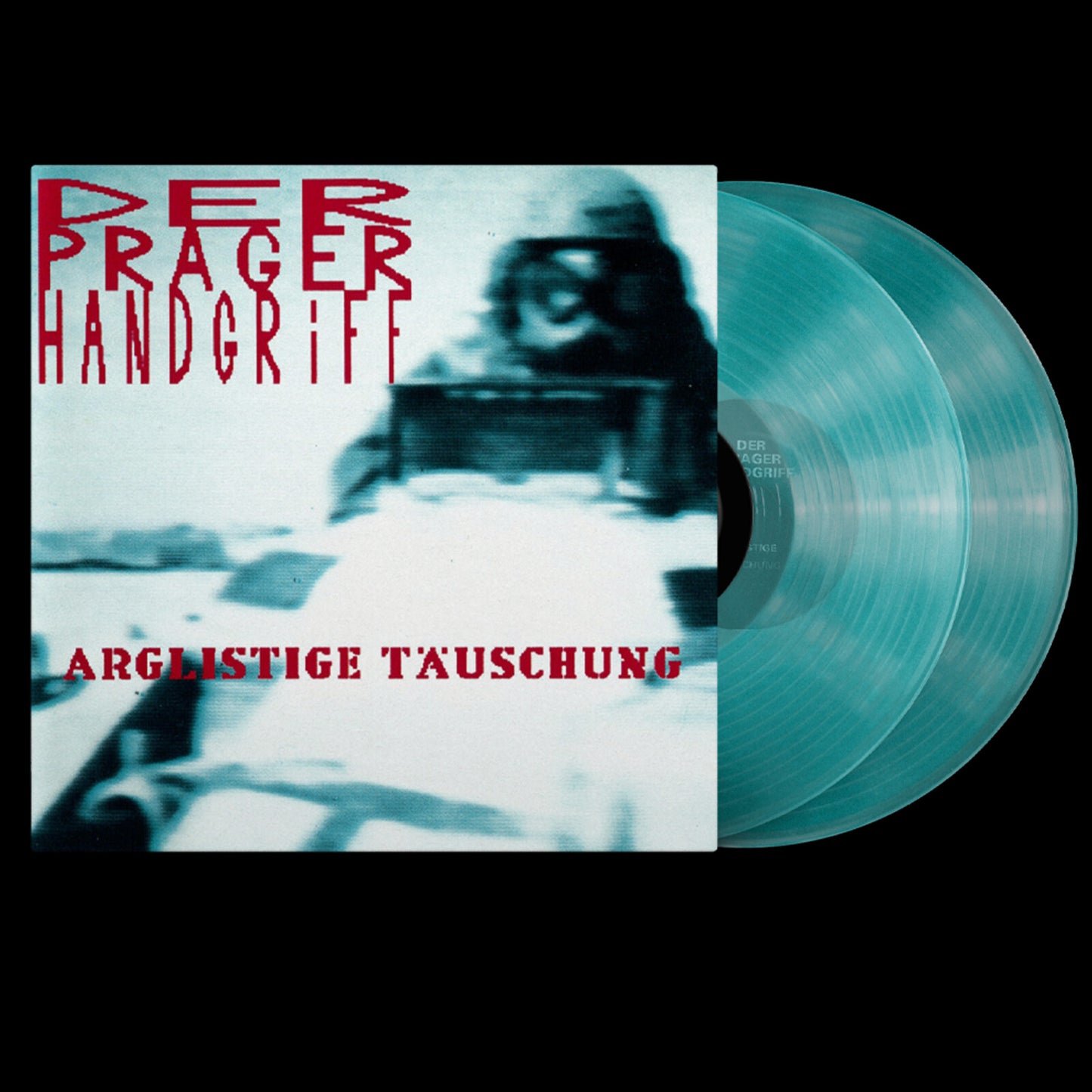 Vinyl record with album cover featuring a distorted face and hand.