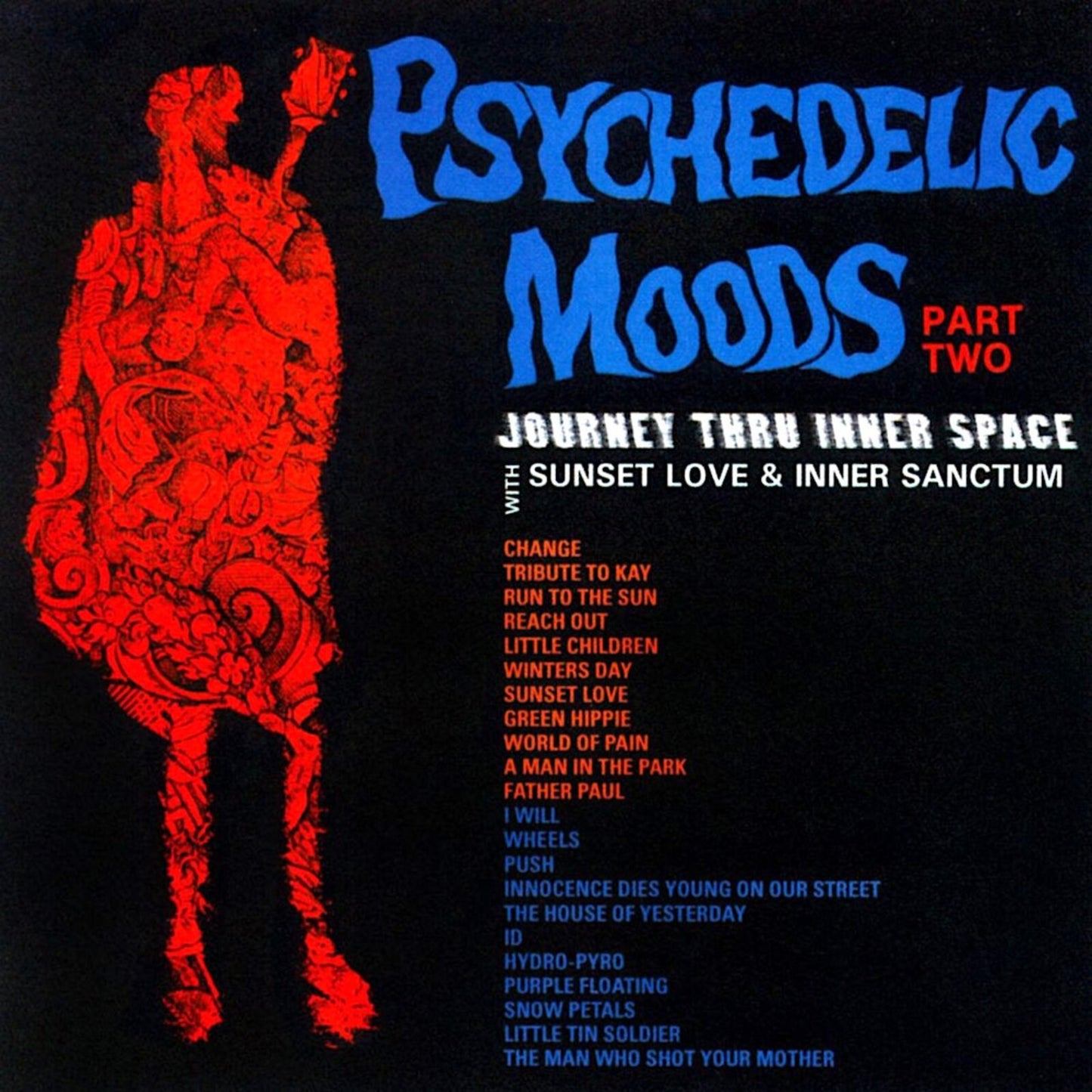 CD cover: red silhouette figure against a black background with psychedelic text.