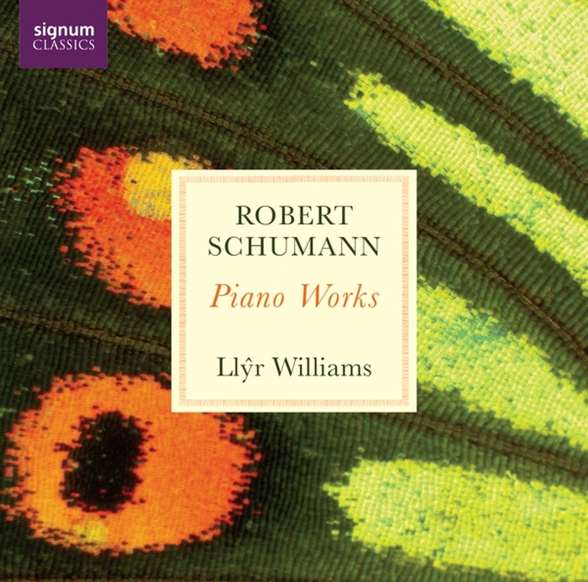 CD cover for Robert Schumann’s Piano Works performed by Llyr Williams.