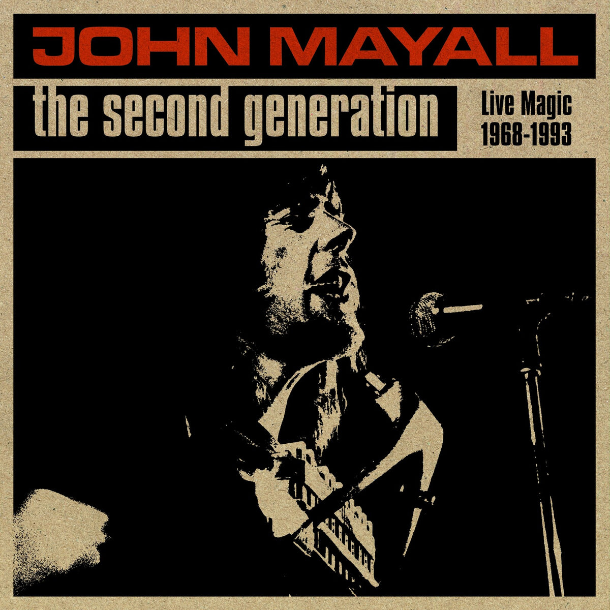John Mayall album cover: black and white portrait of a musician with guitar.