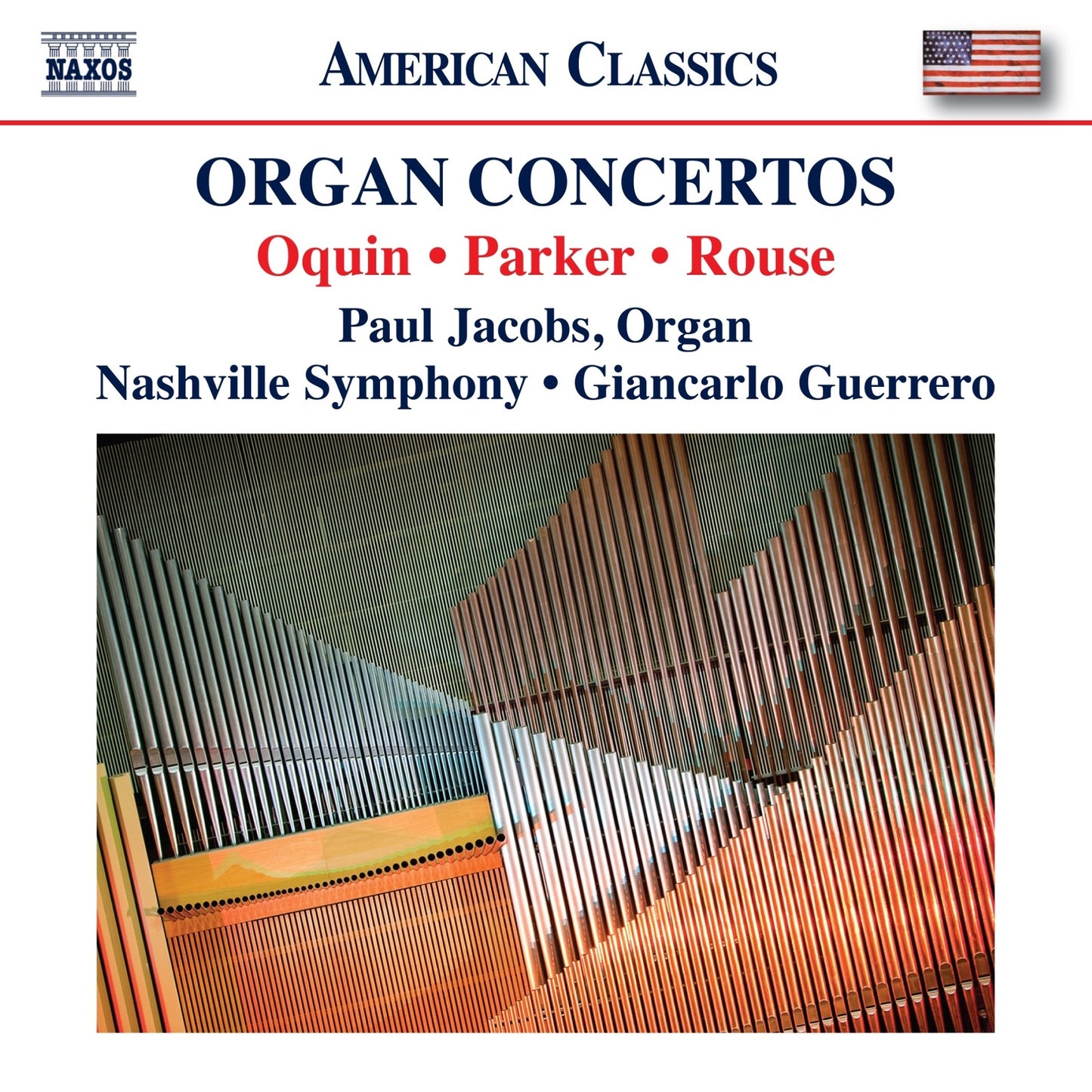 CD cover for organ concertos featuring a colorful pipe organ image.