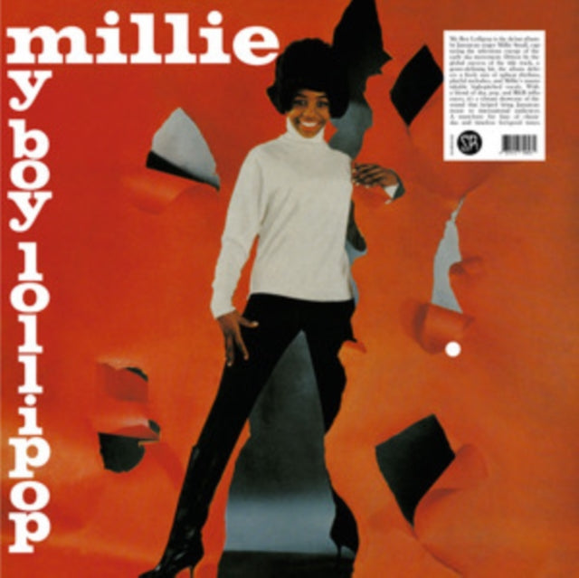 Album cover for Millie’s “My Boy Lollipop” featuring a smiling woman in white.