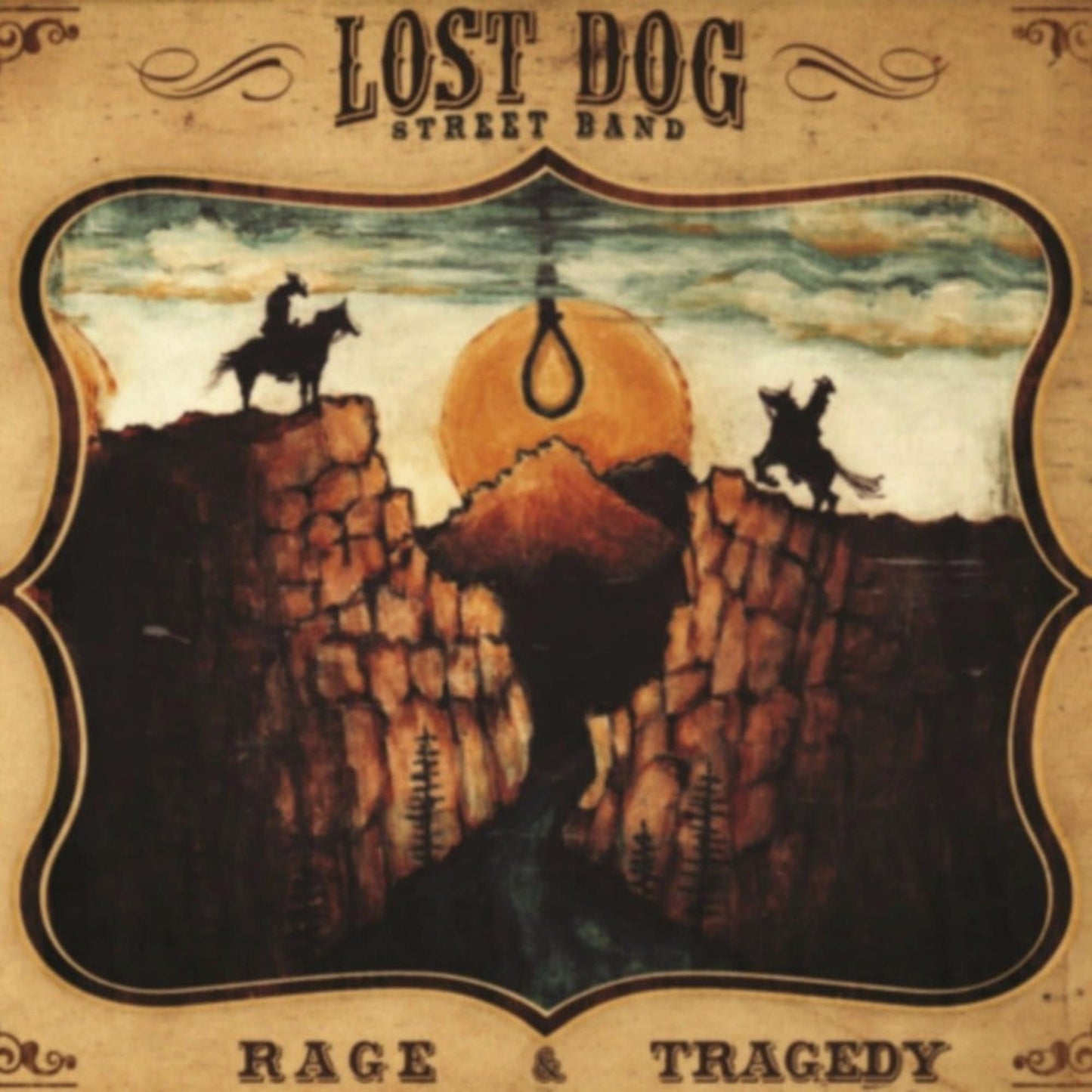 Album cover: desert landscape with silhouetted figures and a hanging noose.