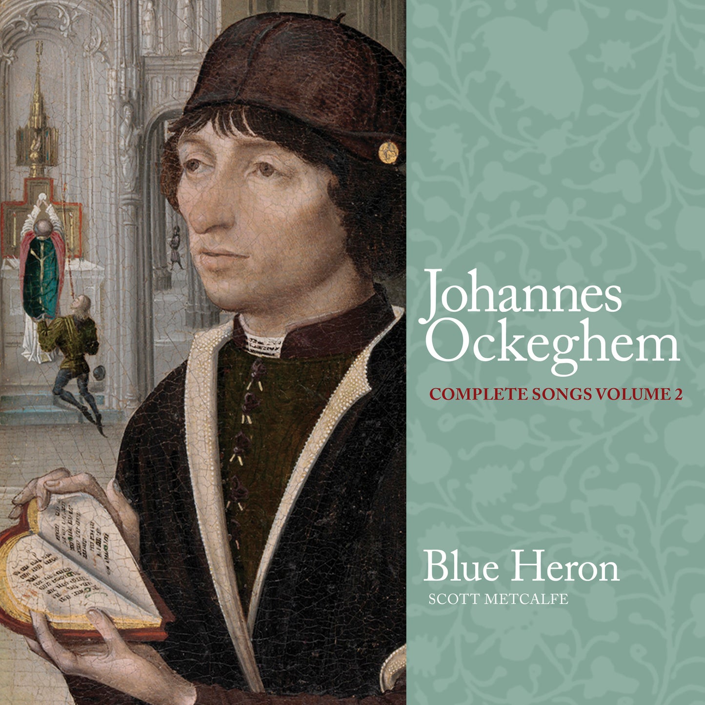 CD cover featuring a Renaissance portrait and text: Johannes Ockeghem, Complete Songs.