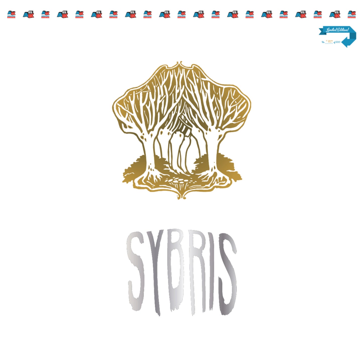Sybris vinyl album cover featuring a gold tree illustration on white.