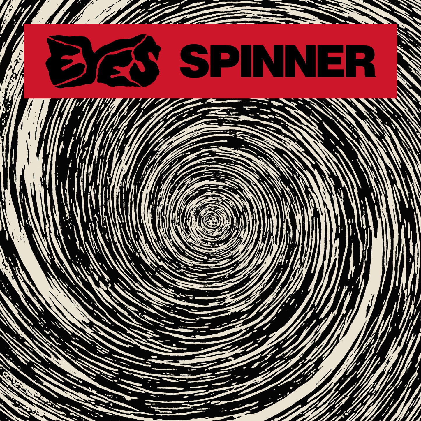 CD cover with swirling black lines and red "Eyes Spinner" text.