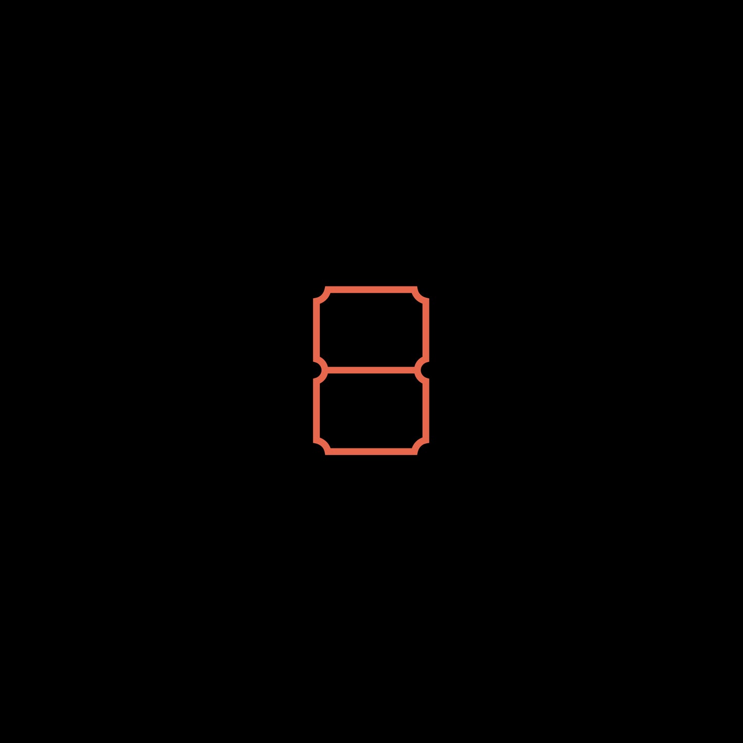 Red number 8 on black background, likely album artwork.