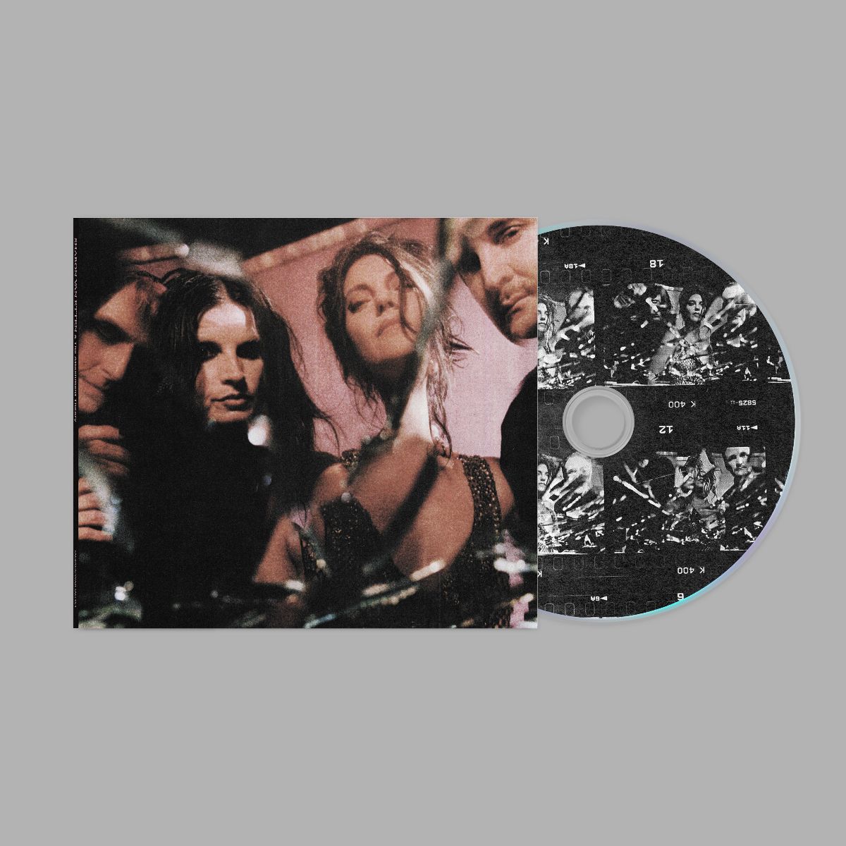 CD case for Sharon Van Etten’s “The Attachment Theory” with portrait and film strips.