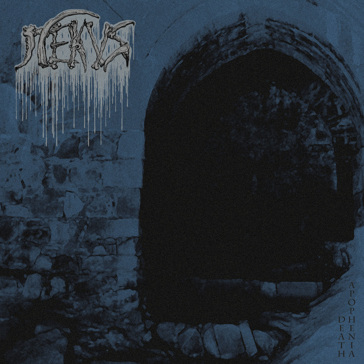 Dark, textured album cover with band name "Nekus" and arched stone doorway.