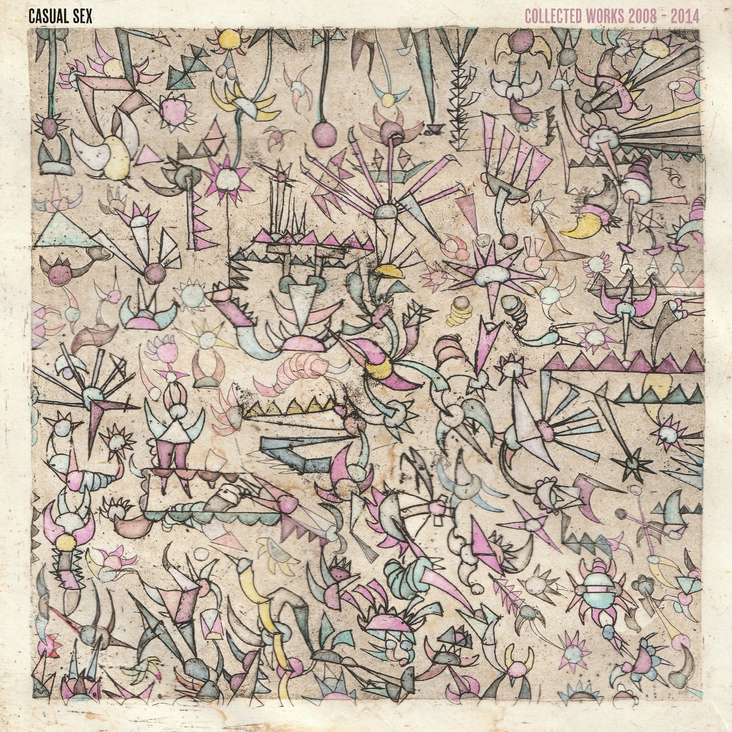 Vinyl record cover: intricate, colorful illustration of abstract figures.