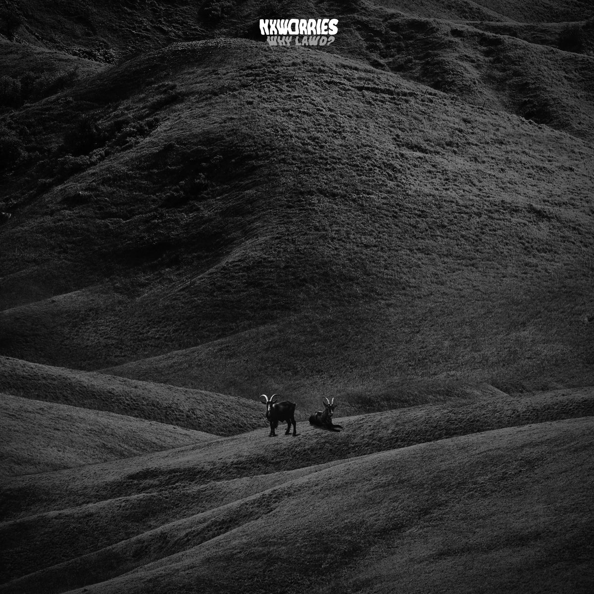 Black and white album cover featuring two horned animals in a landscape.
