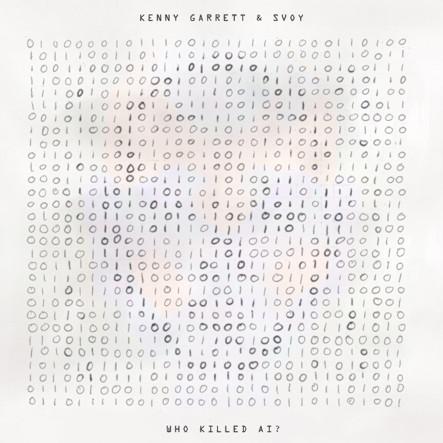 Album cover for "Who Killed Ai?" by Kenny Garrett & Svoy, binary code design.