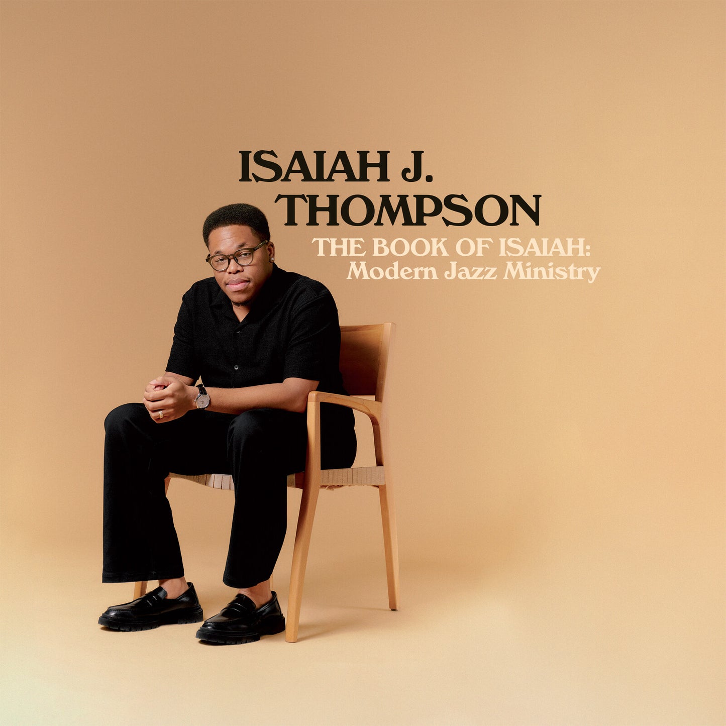 Isaiah J. Thompson portrait on CD cover, with text and chair.