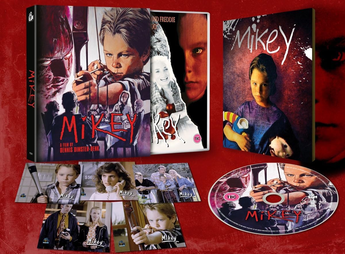Mikey" Blu-ray cover featuring a young boy and film stills collage.