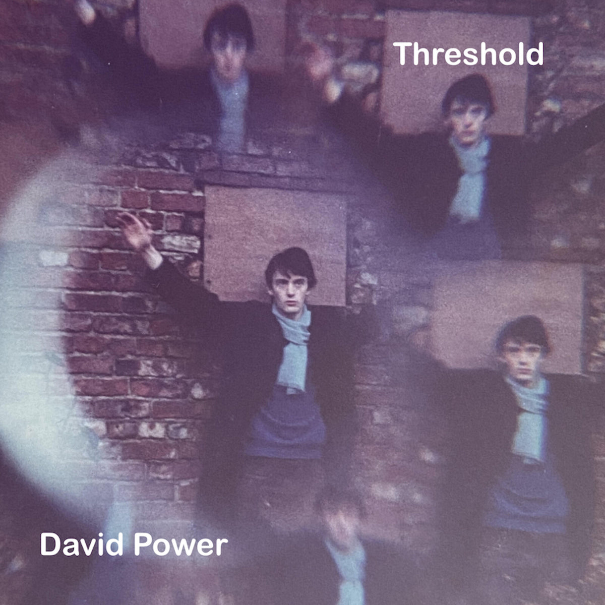 Album cover for David Power’s “Threshold” featuring a band on steps.