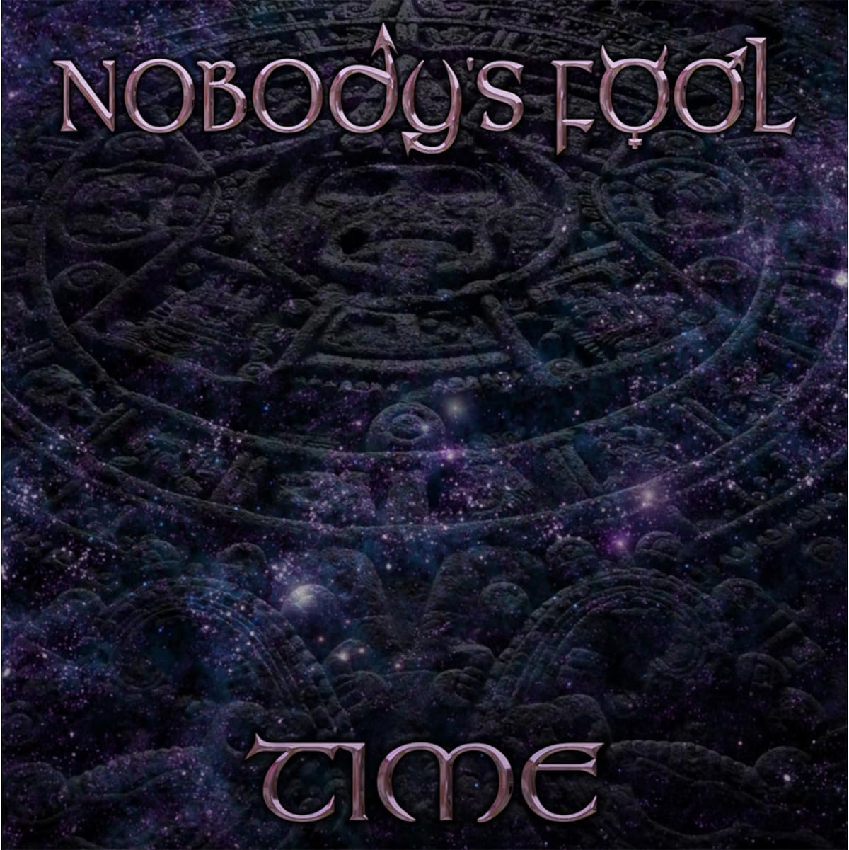 CD cover for “Nobody’s Fool - Time” with ornate, dark purple design.