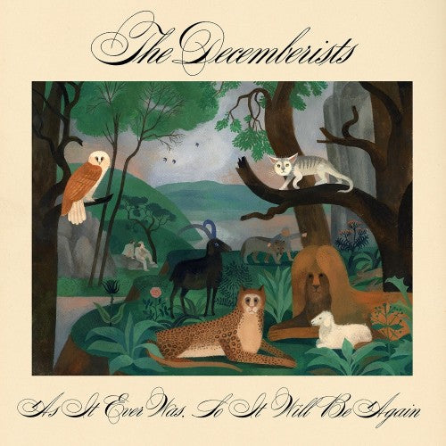 Album cover for The Decemberists featuring illustrated animals in a forest.