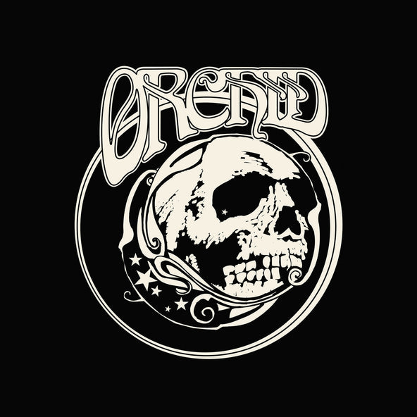 Orchid band logo: skull within ornate swirls on black background.