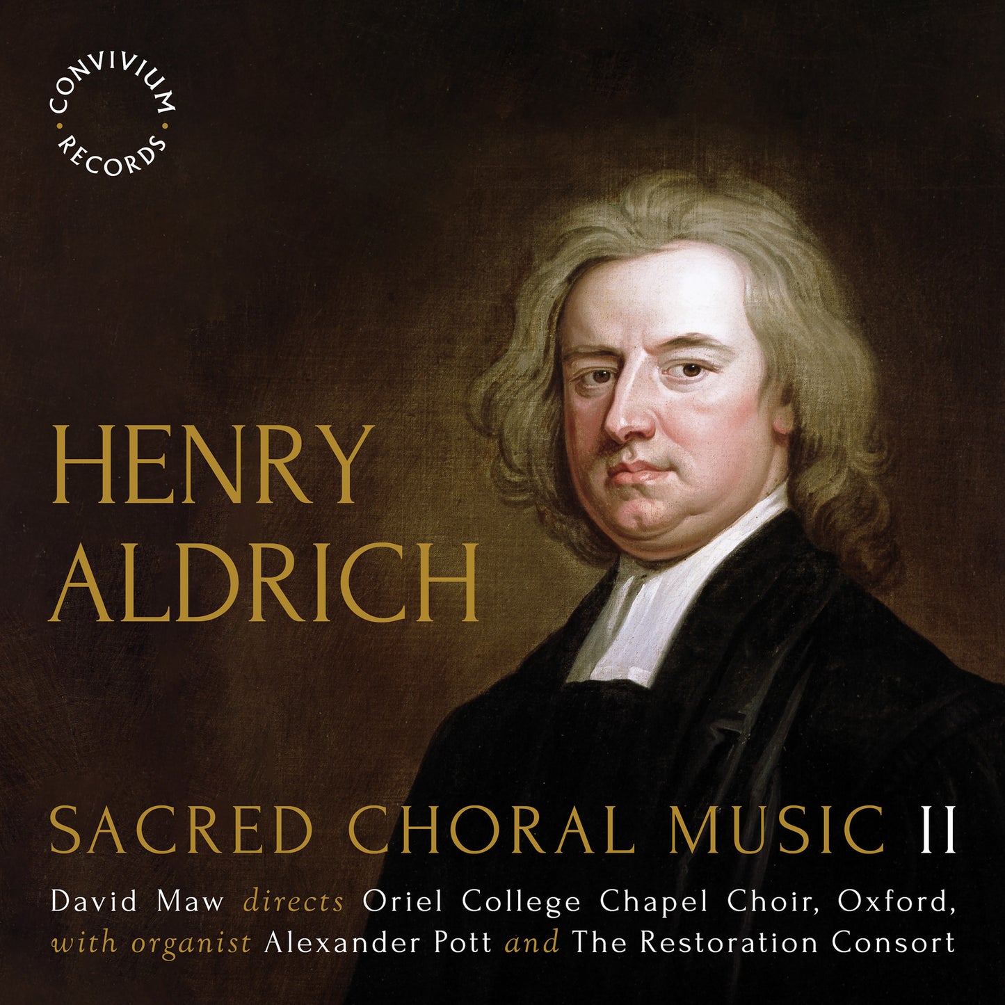 CD cover featuring a portrait of composer Henry Aldrich in dark attire.