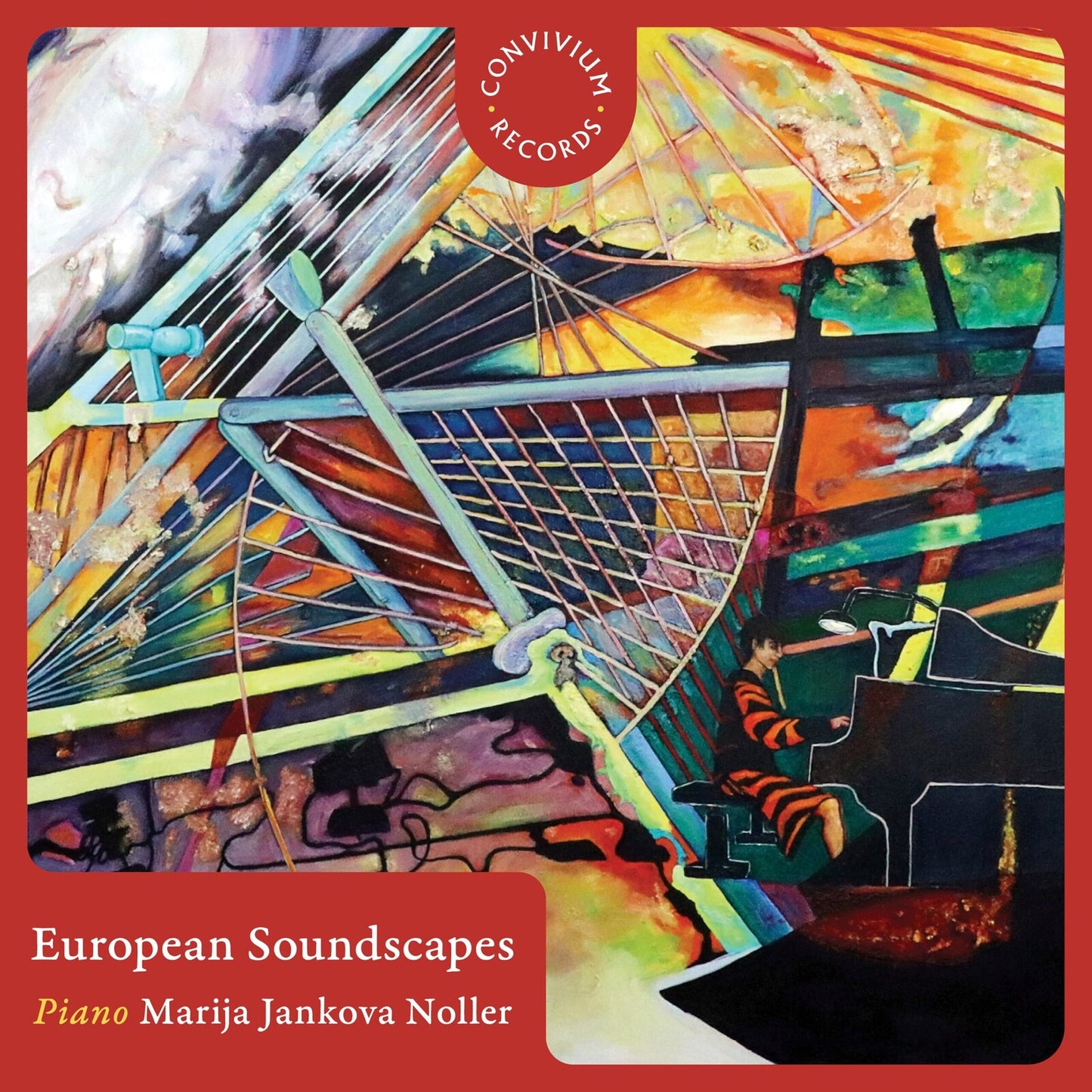 CD cover: abstract painting of a piano in a colorful, architectural space.