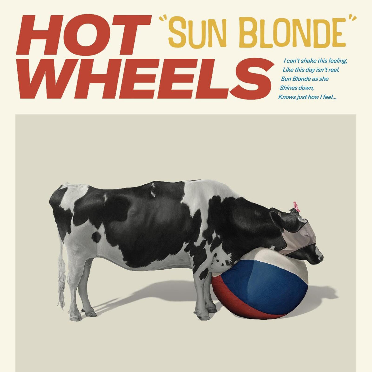 Hot Wheels "Sun Blonde" vinyl record cover featuring a cow and beach ball.
