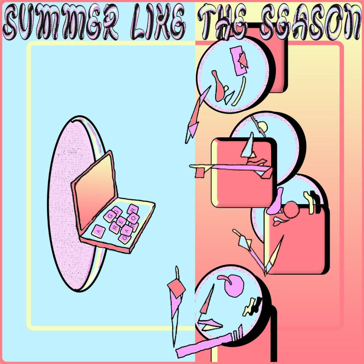 Album cover for "Summer Like The Season" with pink and blue graphics.