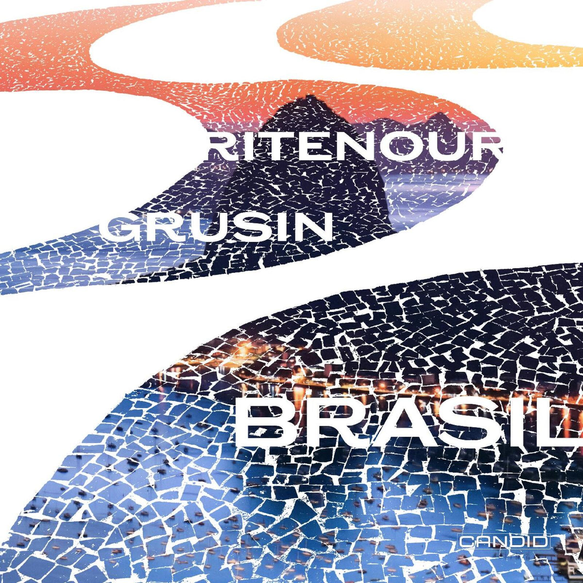 Vinyl album cover for "Brasil" by Ritenour, Grusin, with abstract art.