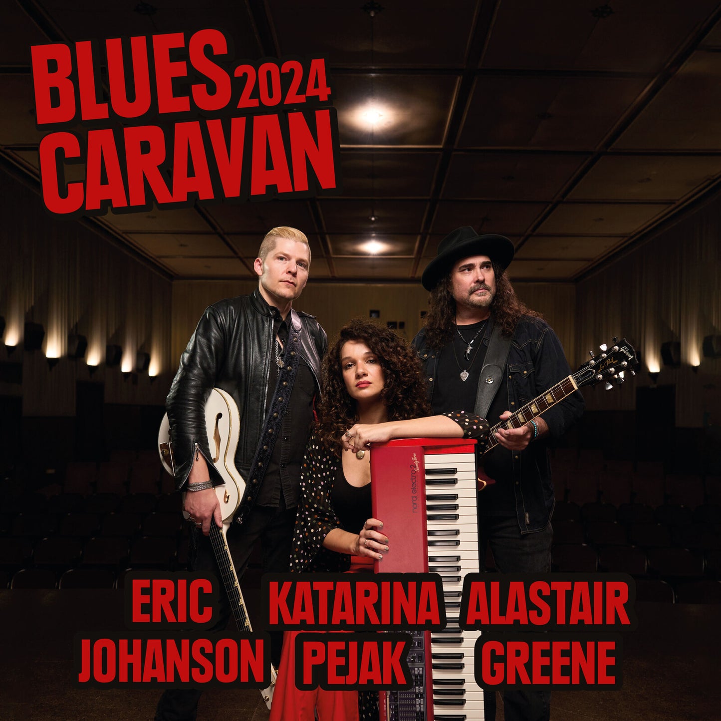 Blues Caravan 2024 DVD cover featuring three musicians with instruments.