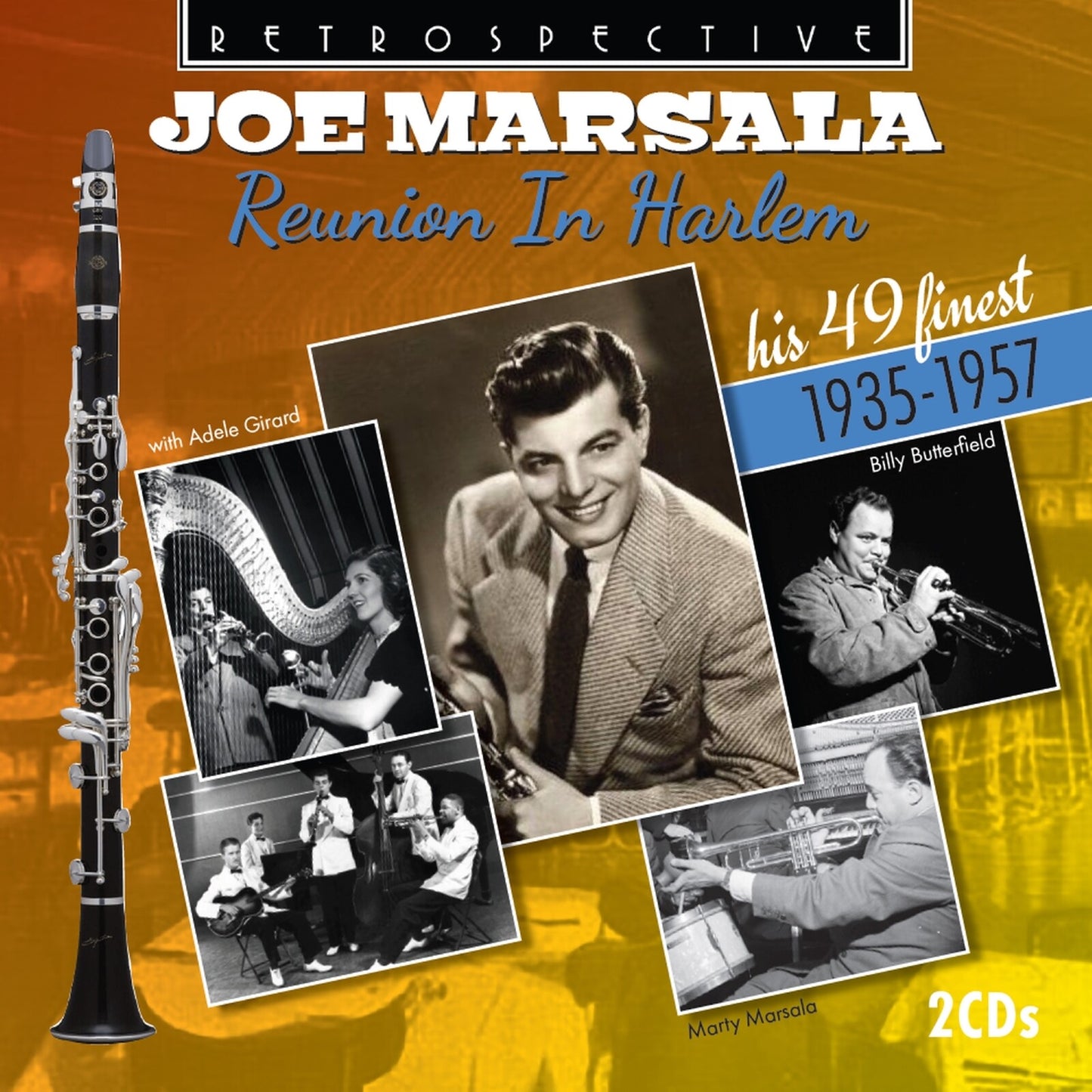 CD cover for jazz clarinetist Joe Marsala with vintage photos.
