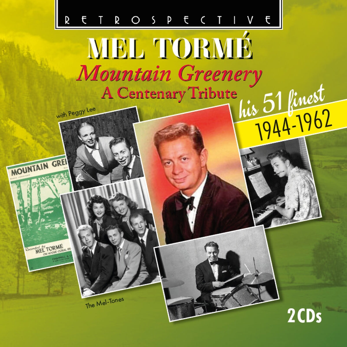 CD cover for Mel Torme’s “Mountain Greenery,” featuring vintage photos.