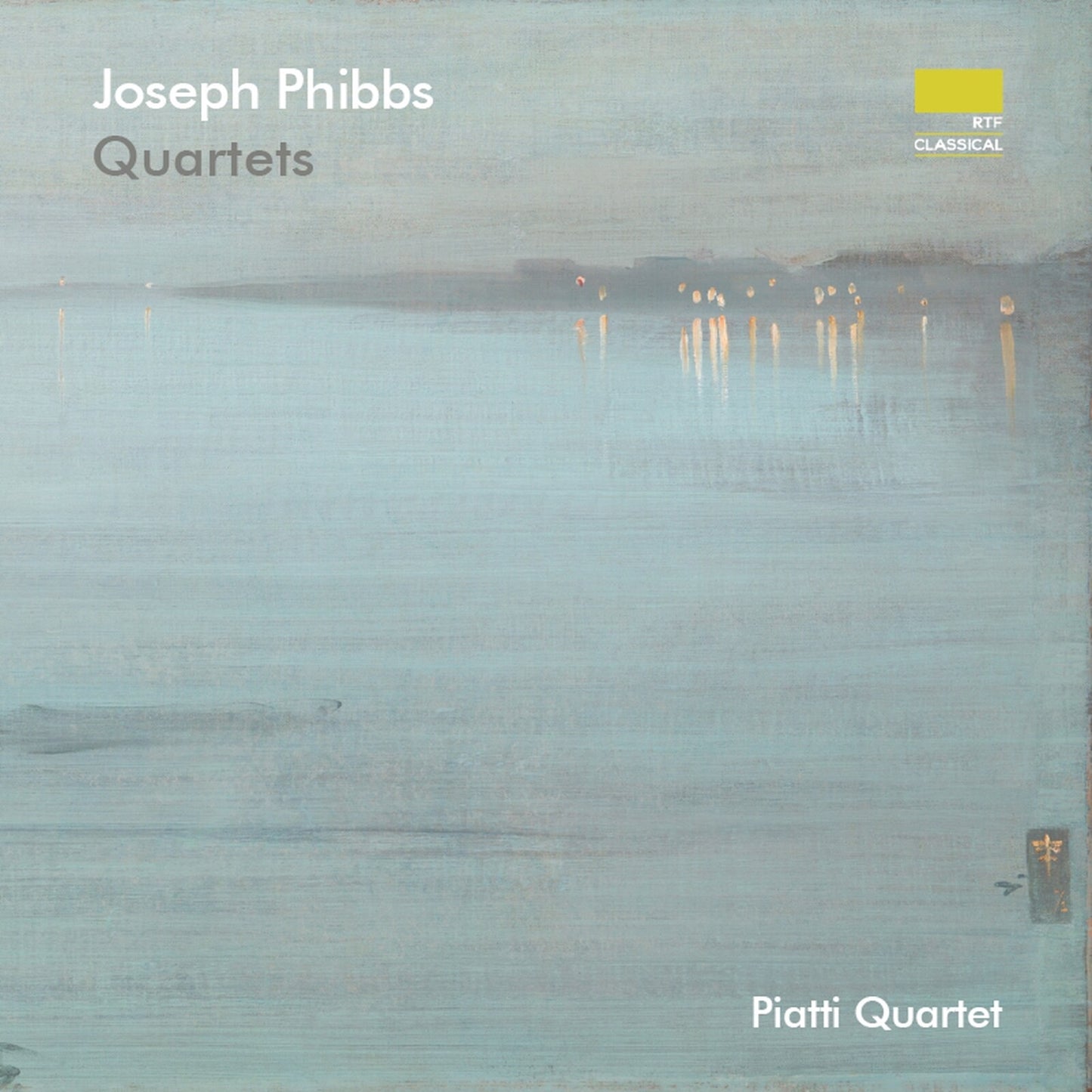 CD cover for Phibbs/Piatti Quartet’s “Quartets” with a hazy landscape painting.