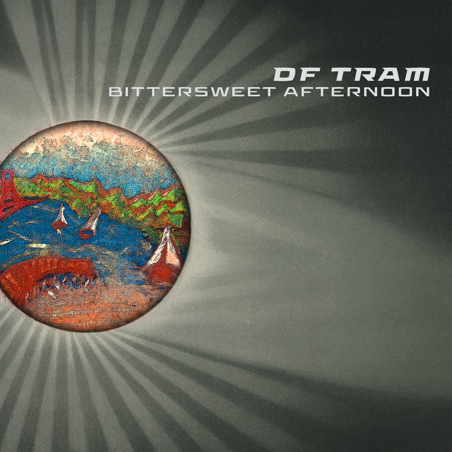 Album cover for Df Tram’s “Bittersweet Afternoon” with abstract, colorful artwork.