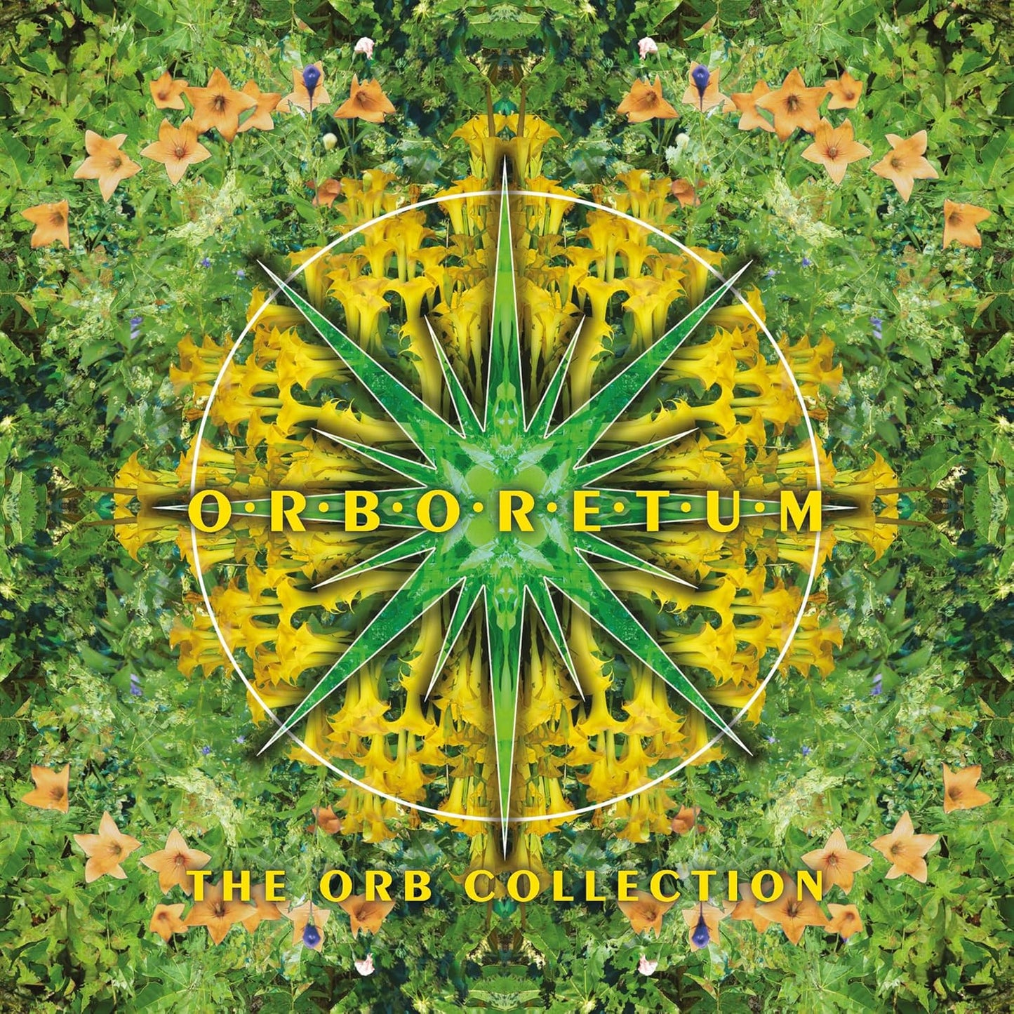 CD cover for "Orboretum: The Orb Collection" with floral kaleidoscope design.