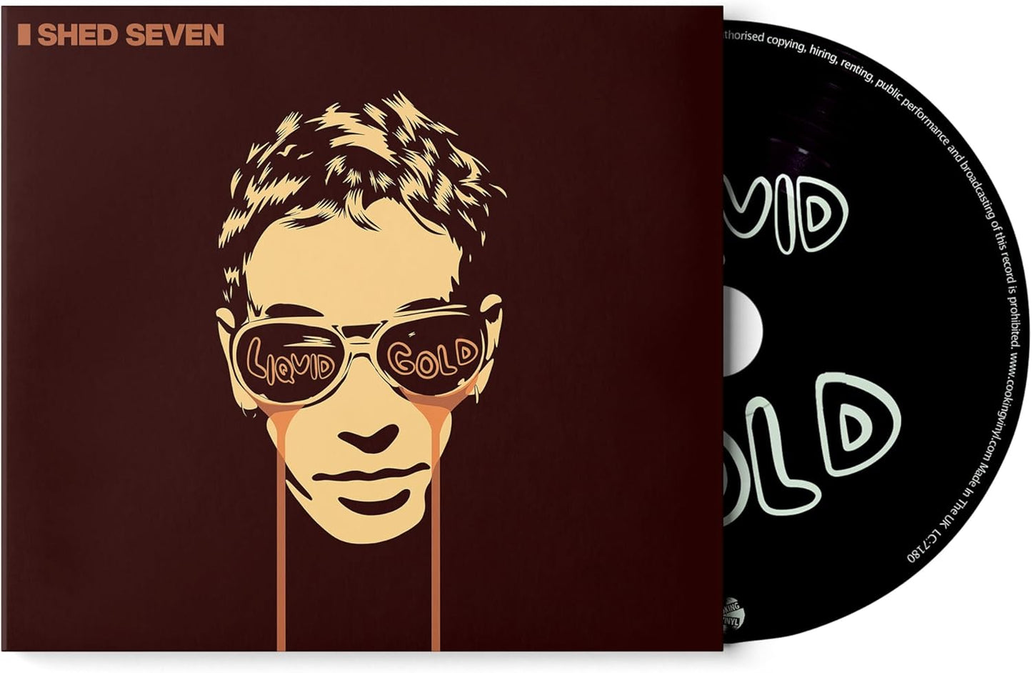 CD case for “Liquid Gold” by Shed Seven, featuring a portrait and abstract design.