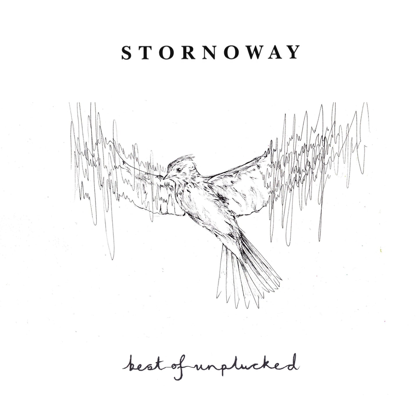 Black and white album cover featuring a sketched bird in flight.