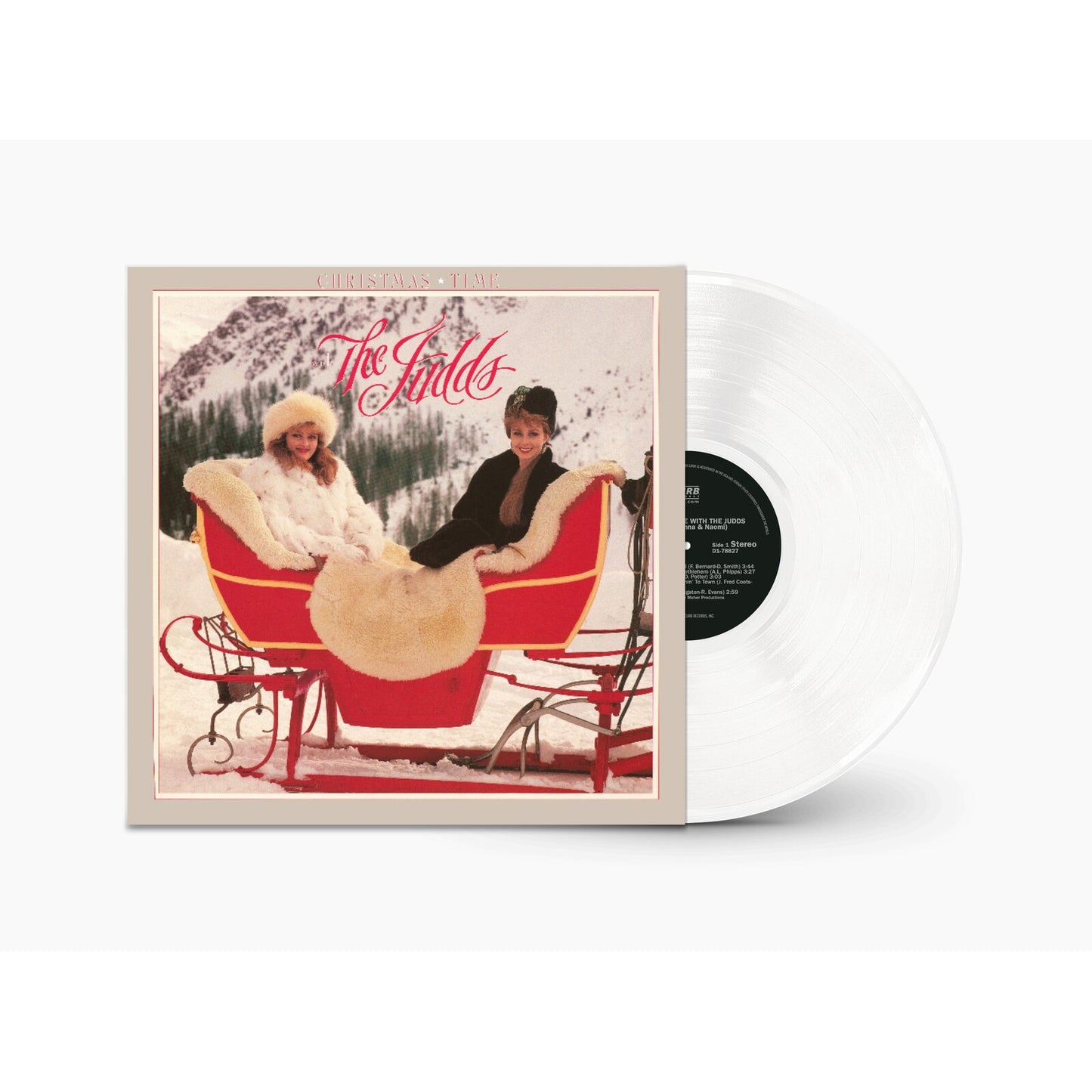 The Judds' "Christmas Time" vinyl record with cover art of women on a sleigh.
