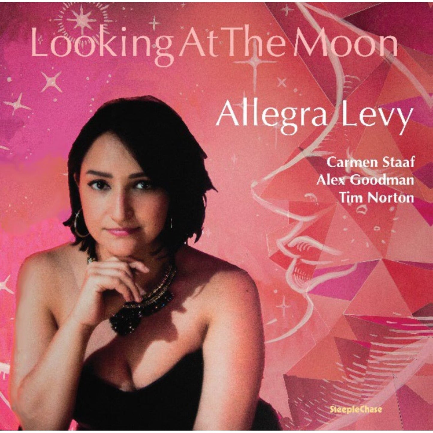 Album cover for Allegra Levy’s “Looking At The Moon” featuring a portrait.