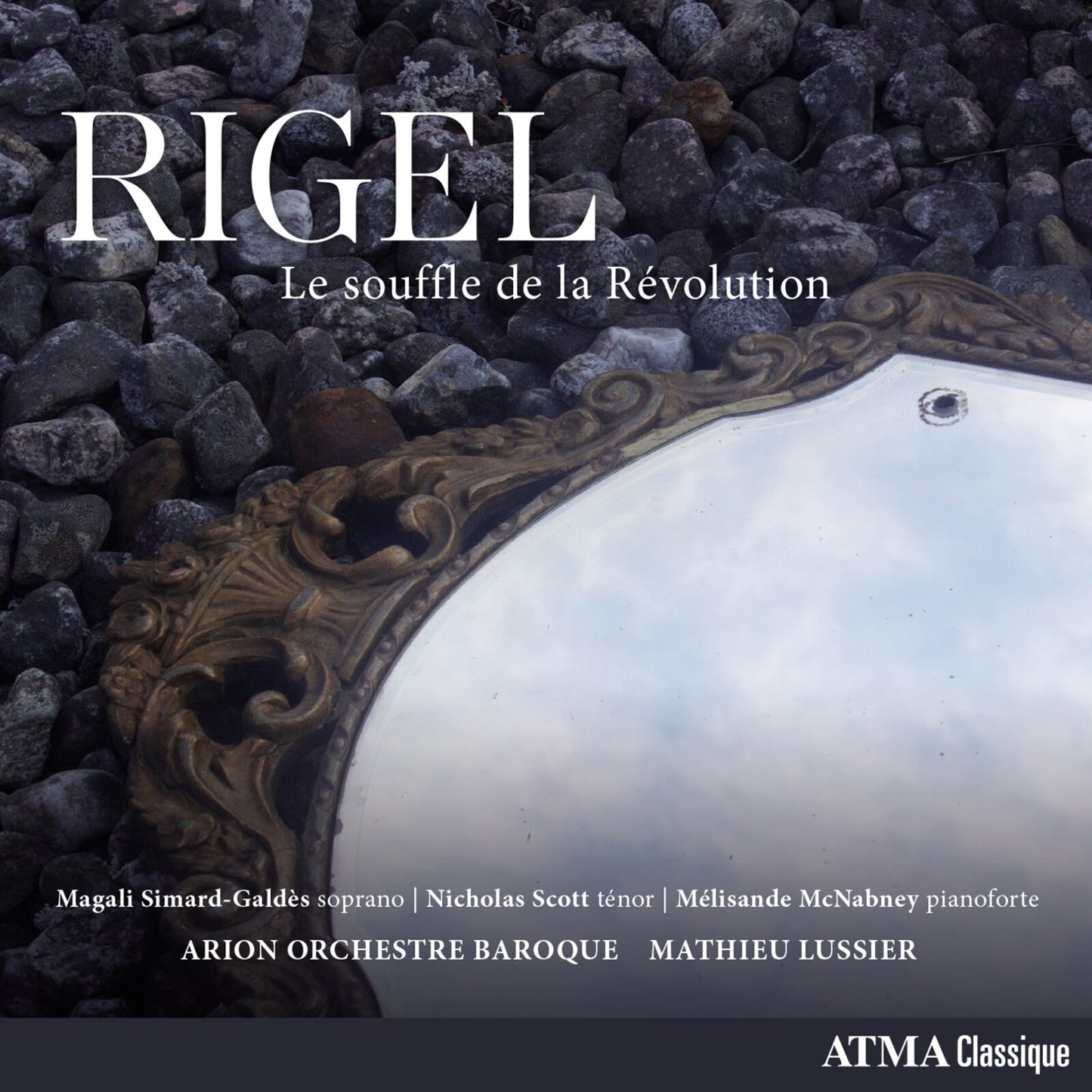 CD cover for “Rigel” by Arion Orchestre Baroque, featuring ornate mirror frame.
