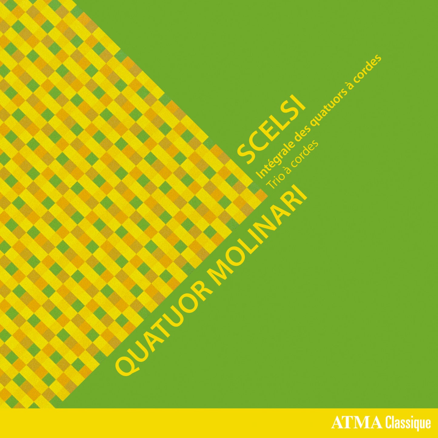 CD cover with abstract green and yellow geometric design and text.