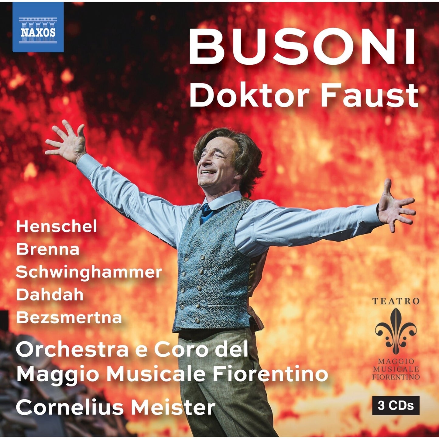 CD cover for Busoni’s Doktor Faust opera, featuring a performer onstage.