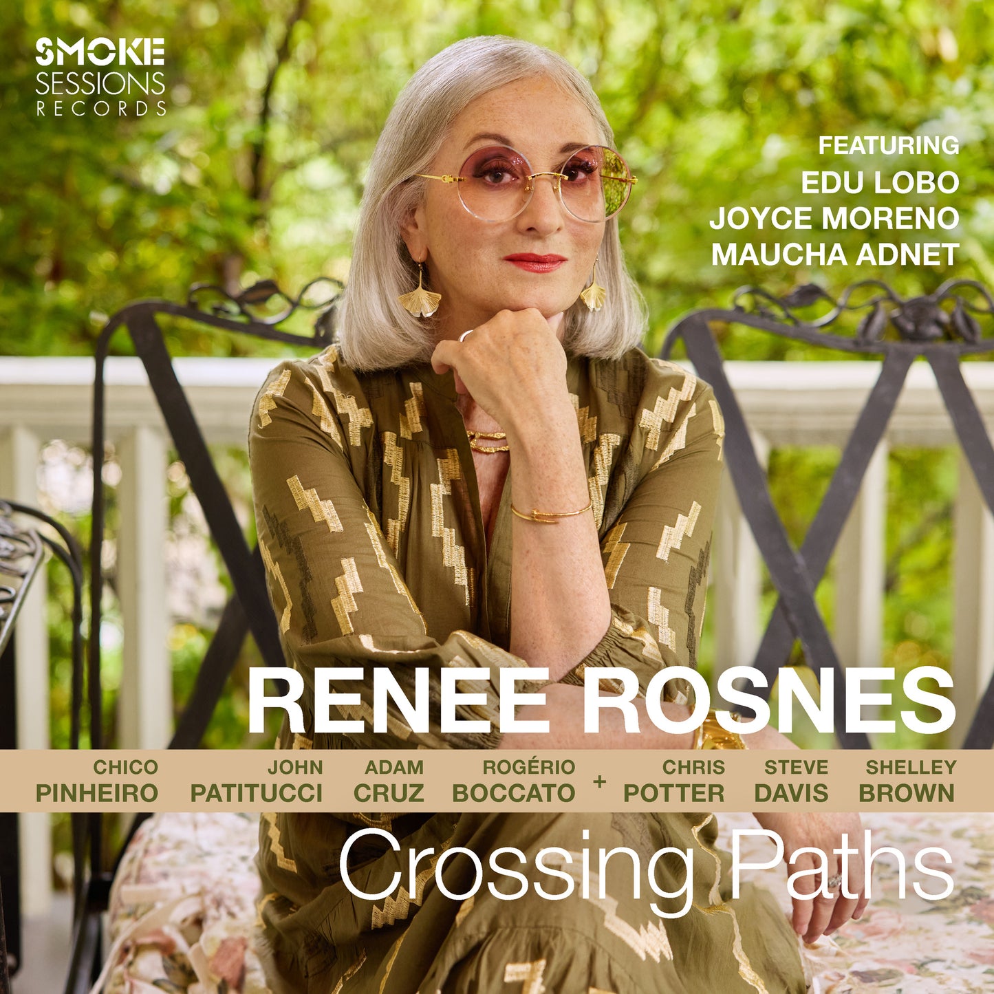 CD cover for Renee Rosnesā āCrossing Pathsā featuring a portrait of Rosnes.