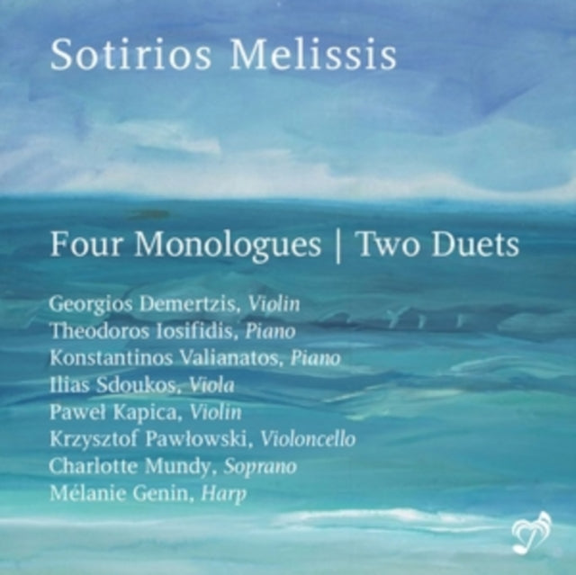 CD cover for "Four Monologues" featuring a blue, wavy background.