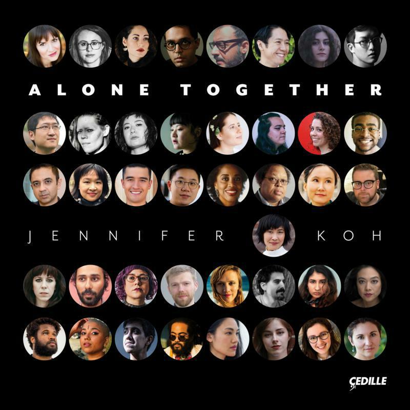 CD cover for Jennifer Koh’s “Alone Together” featuring many portrait circles.