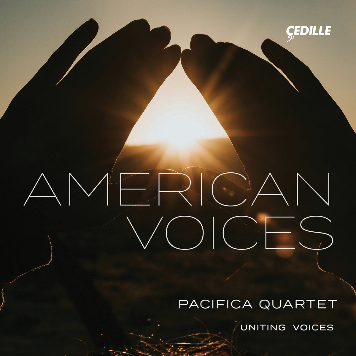 CD cover: hands reaching toward a bright sun with text "American Voices".
