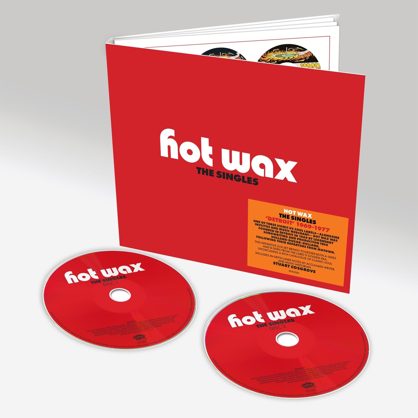 Hot Wax The Singles 2-CD set with red gatefold cover and two red discs.