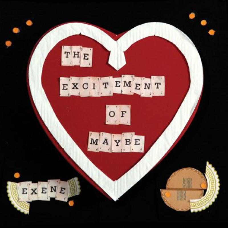 CD cover for Exene Cervenka’s “Excitement Of Maybe” with a red heart design.