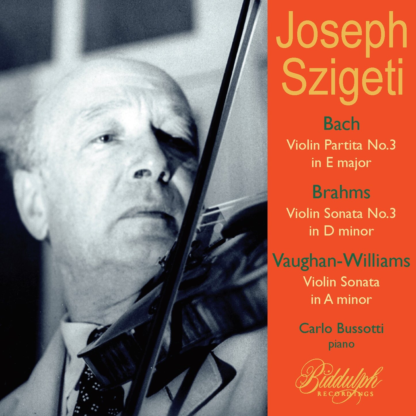 CD cover featuring violinist Joseph Szigeti and pianist Carlo Bussotti.