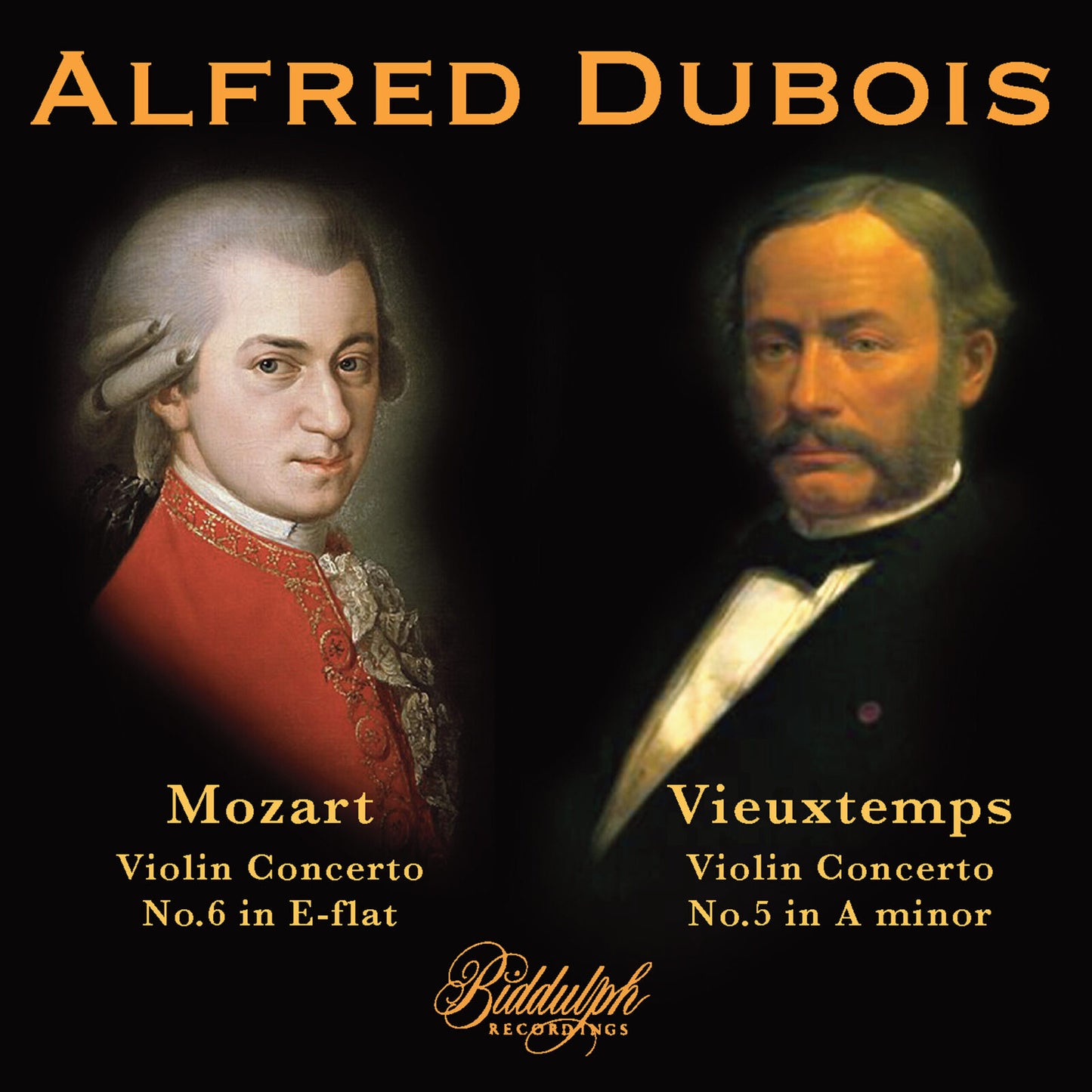 CD cover featuring portraits of Mozart and Vieuxtemps, with text details.